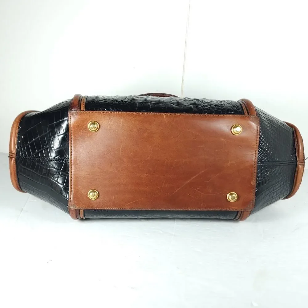 Brahmin Arden Tortoise Melbourne Leather Black Brown Satchel Handbag Bag